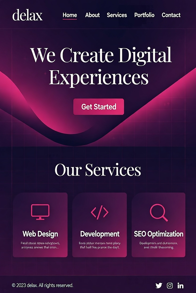 Приклад елегантного сайту-візитки на екрані ноутбука